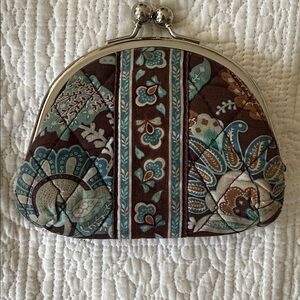 Vera Bradley Brown and Teal Floral Coin Purse